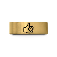 special presents for her – gold tungsten thumbs up heart wedding band