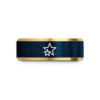 unique presents for wife – gold & blue tungsten double stars wedding band