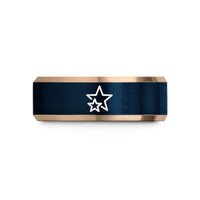 presents for her birthday – rose gold & blue tungsten double stars wedding band
