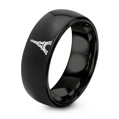 Iconic Landmark – Tungsten Wedding Band, 8 mm, Black Comfort-Fit Unisex