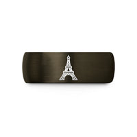 unique presents for partner – gunmetal & black tungsten iconic landmark wedding band
