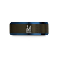 personalized presents for couples – gunmetal & blue tungsten petronas twin towers wedding band