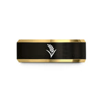 presents for mom birthday – black & gold tungsten rice stalk wedding band