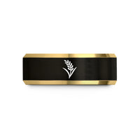 presents for mom birthday – black & gold tungsten rice stalk wedding band
