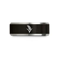 presents for new mom – black & gray tungsten rice stalk wedding band