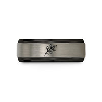 custom rings for couples – black & grey tungsten tree branch wedding band