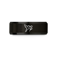 mother's day present ideas – black tungsten hummingbird flight flower wedding band
