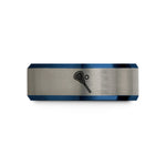 presents for sports moms – black & blue & grey tungsten lacrosse stick ball wedding band