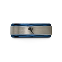 presents for active women – blue & gray tungsten lacrosse stick ball wedding band