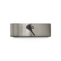 best mom present ideas – gray tungsten lacrosse stick ball wedding band