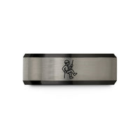 special present for mom – black & gray tungsten rappelling climber wedding band