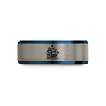 unique presents for mom – black & blue & silver tungsten tall ship galleon wedding band