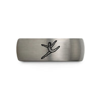 best presents for her – black & gray tungsten contemporary dancer leap wedding band
