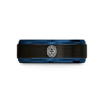 personalized presents for mom – black & blue tungsten oval badge wedding band