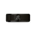 personalized presents for mom – black & rose gold tungsten adoptive mom heart wedding band