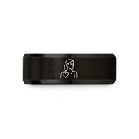 personalized presents for mom – black & rose gold tungsten adoptive mom heart wedding band