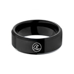 engraved jewelry for women – black tungsten class iii wedding band