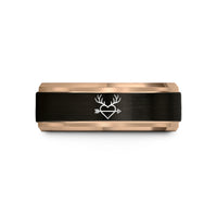 son to mom presents – black & rose gold tungsten heart antlers wedding band