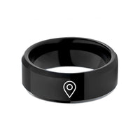 unique mom present ideas – black tungsten map pin wedding band