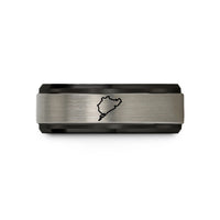 best presents for mom – black & blue & grey tungsten nurburgring nordschleife circuit wedding band
