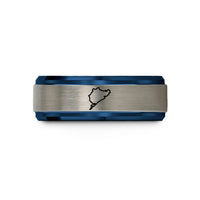 unique presents for mom – blue & silver tungsten nurburgring nordschleife circuit wedding band