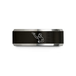 engraved jewelry for women – black & gray tungsten one hand catch wedding band