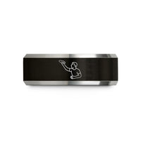 engraved jewelry for women – black & gray tungsten one hand catch wedding band