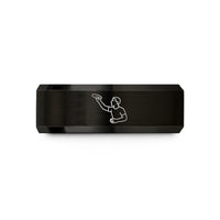 engraved jewelry for women – black tungsten one hand catch wedding band