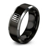 Piano Keys – Tungsten Wedding Band, 8 mm, Grey, Black Comfort-Fit Unisex