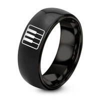 Day Mothers Gifts from Son – black tungsten piano keys ring