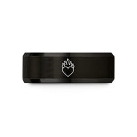 best presents for moms – black & rose gold tungsten flaming heart wedding band