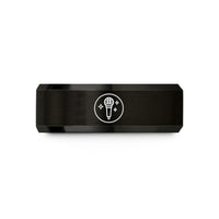 personalized presents for women – black tungsten microphone circle wedding band
