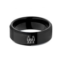 unique rings for women – black tungsten parents hands wedding band