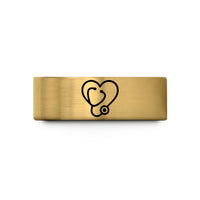 fast shipping present rings – gold tungsten stethoscope heart wedding band