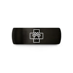 engraved presents for couples – black & gold tungsten vet cross paw wedding band