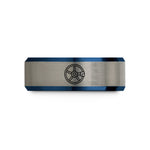 fast shipping mom presents – black & blue & grey tungsten space wheel wedding band