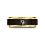 mom day present rush – black & gold tungsten sunrise paw compass wedding band