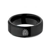 fast mom day presents – black tungsten sunrise paw compass wedding band