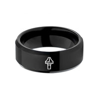 custom moms day presents – black tungsten chamfer bit wedding band
