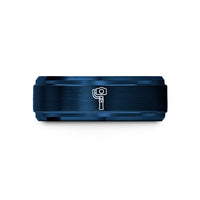custom rings for moms – blue tungsten gimbal stabilizer wedding band