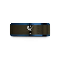 personalized jewelry for couples – gunmetal & blue tungsten gimbal stabilizer wedding band
