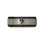 mom present ideas set – black & gray tungsten bass clef wedding band