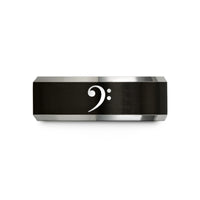 present ideas for her – black & grey tungsten bass clef wedding band