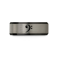 present ideas for her – black & silver tungsten bass clef wedding band