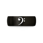 mom present ideas set – black tungsten bass clef wedding band