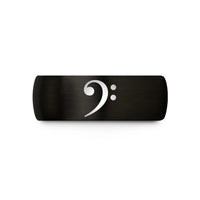 mom present ideas set – black tungsten bass clef wedding band