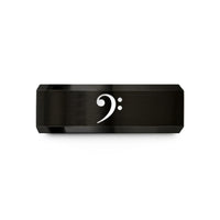 present box for mom – black tungsten bass clef wedding band