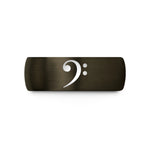 set for her present – gunmetal & black tungsten bass clef wedding band