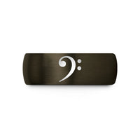 set for her present – gunmetal & black tungsten bass clef wedding band