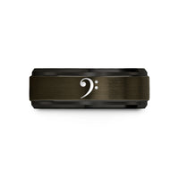 set for her present – gunmetal & black tungsten bass clef wedding band